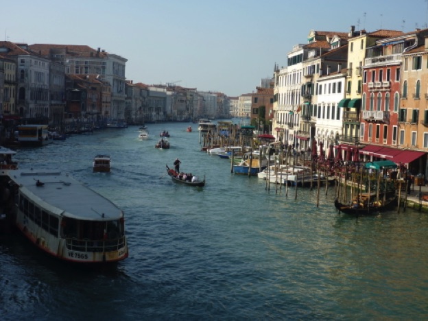 View from Rialto bridge in Venice.